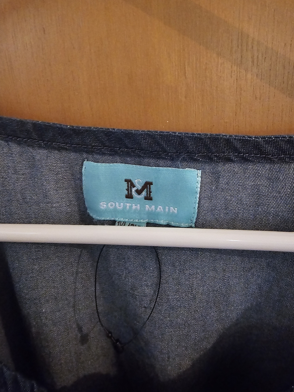 Embroidered Blue Denim-Style Long Sleeve Dress - Picture 3 of 3